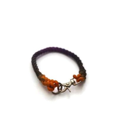 Black, Orange, and Purple  - Rope Dog Collar - 10 inches