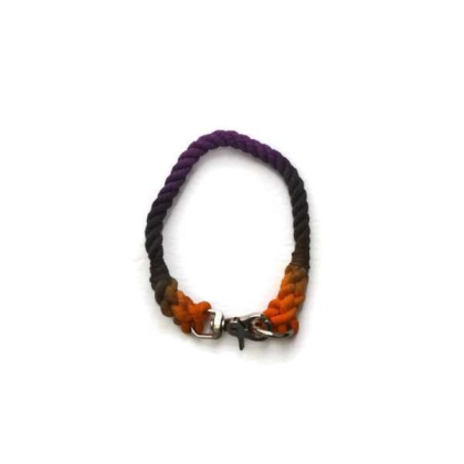 Black, Orange, and Purple  - Rope Dog Collar - 16 inches