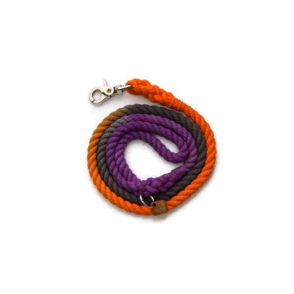 Black, Orange, and Purple  - Rope Dog Leash - 4 ft