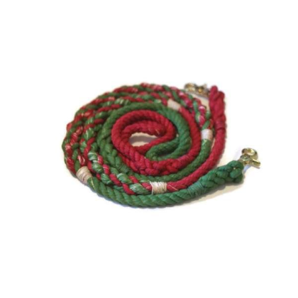 Green and Red  - Rope Dog Leash - 4 ft