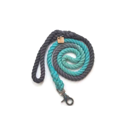 Grey and Aqua  - Rope Dog Leash - 4 ft