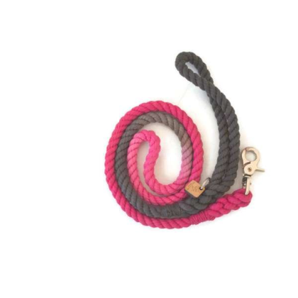 Pink and Grey  - Rope Dog Leash - 4 ft