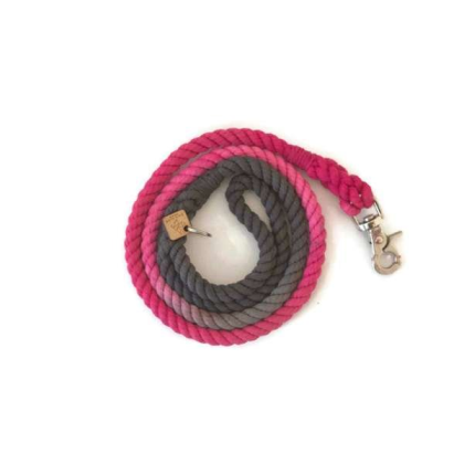 Pink and Grey  - Rope Dog Leash - 5 ft