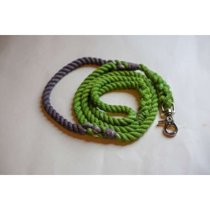 Green | Grey - Rope Dog Leash with Traffic Handle - 5 ft