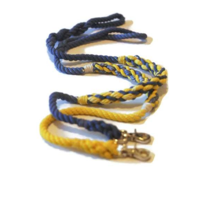 Blue with Yellow  - Weave Rope Dog Leash - 4 ft