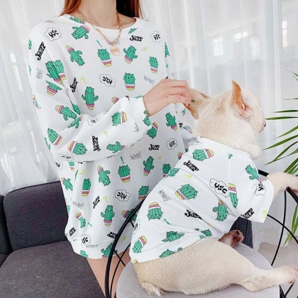 White - Green Dinosaur - Matching Pet and Owner Clothing Set -   2XL