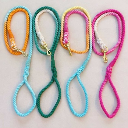 Rainbow Ombre - Hand Dyed Cotton Rope Leash