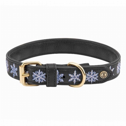 Leather with Snowflake Embroidery - Halo Dog Collar  - S