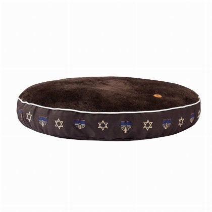 Charcoal - Halo Hanukkah Round Dog Bed - M