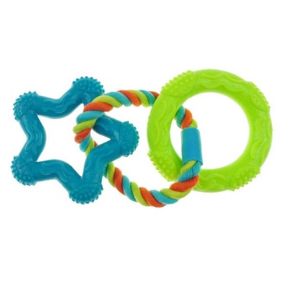 Blue - CHP 3 ring TPR Rope toy Star Blu