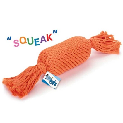 Orange - GR Ruff Rope Squeaker Toss Org