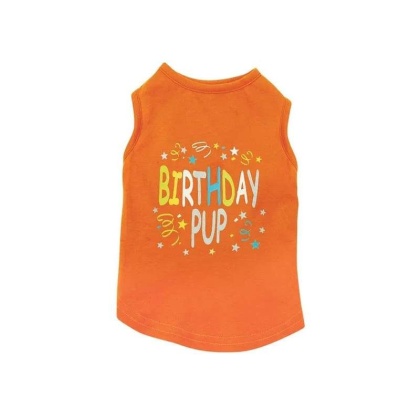 Orange - ZZ Birthday Pup Tank L Org - Large