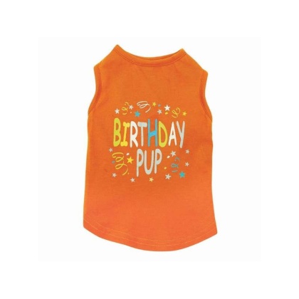 Orange - ZZ Birthday Pup Tank M Org - Medium