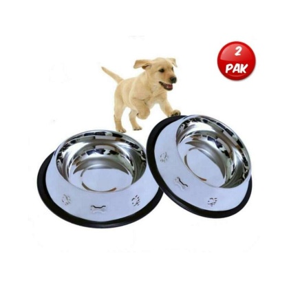 Etched Food Grade Stainless Steel Dog Bowls - 32oz