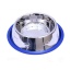 Etched Stainless Steel Dog Bowls with Blue Silicone Base