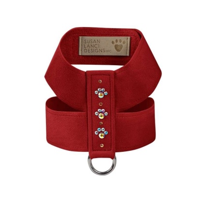 Red - Susan Lanci Designs Crystal Paws Tinkie Harness - Small