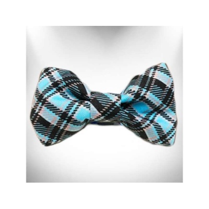 Steel Blue - Plaid Dog Bow Tie