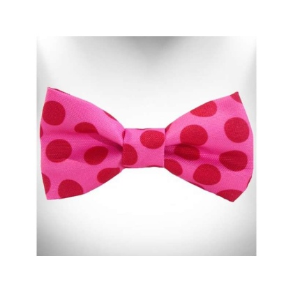 Pink - Polka Dot Dog - Monotone Bow Tie