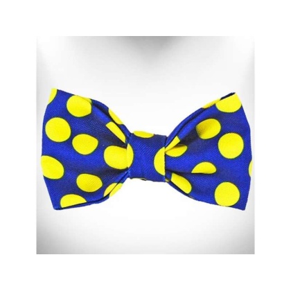 Yellow Dot on Blue - Polka Dot Dog - Neon Bow Tie