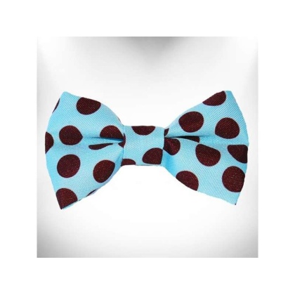 Brown Dot on Lt Blue - Polka Dot Dog Bow Tie