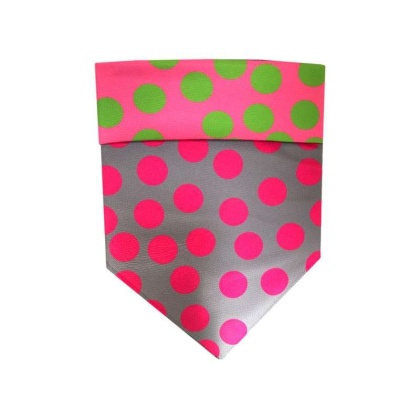 Pink/Grey/Green Dots - Reversible Sport Bandanas  - Large