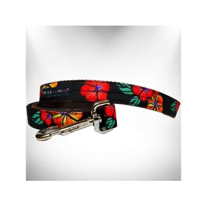 Flowers on Black - Dog Leash - REGULAR 1\