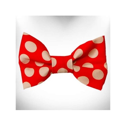 Tan Dot on Red - Polka Dot Dog Bow Tie