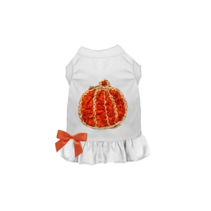 WHITE - Chiffon Rose Halloween Pumpkin Dress - Small