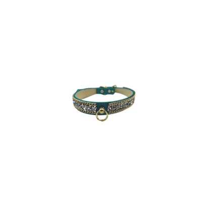 Teal - Chunky Rhinestone and Chain Collar - 10\