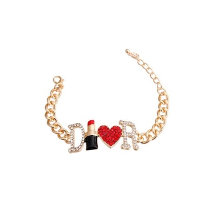 Dior-able Lipstick Gold Dog Necklace - Large