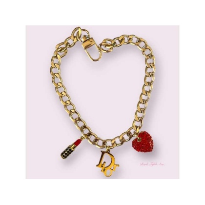 Dior-able Rhinestone Heart Charm Dog Necklace - Large