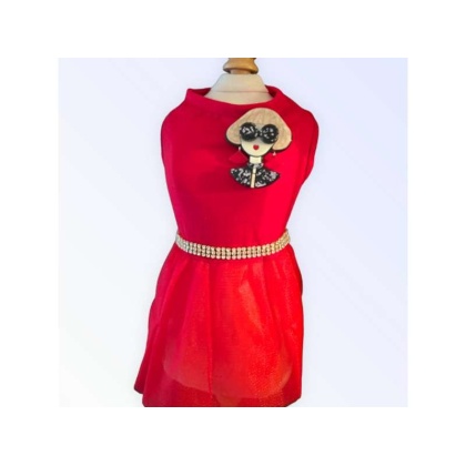 Ms. Fashion Red Party Dog Dress - X Small