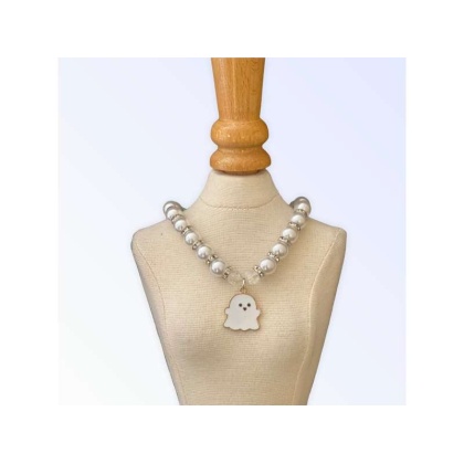 WHITE - My Fa-BOO-Lous Pearl Ghost Necklace - Large