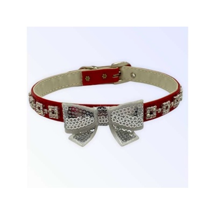 WHITE BOW - My Glam Holiday Bow Collar - X Small