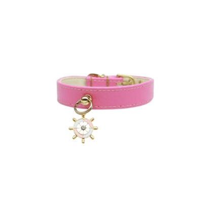 PINK - Nautical Dog Charm Collar - 10\