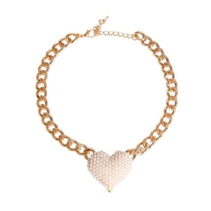 Pearl - Rhinestone Heart Necklace