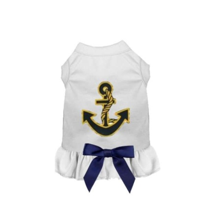 WHITE - Sailor Girl Dog Dress - X Large