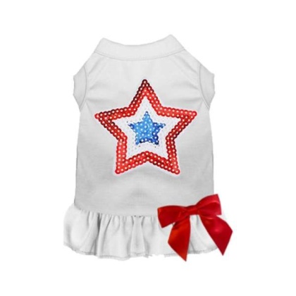 WHITE - Sequin Star Dress/Tee - Medium