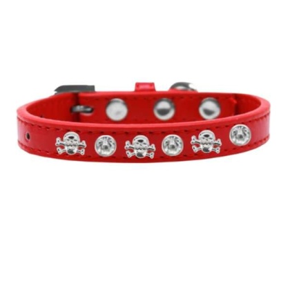 red - Skull Studded Collar - 10\