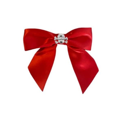 Red - Skull Studded Hair Bow