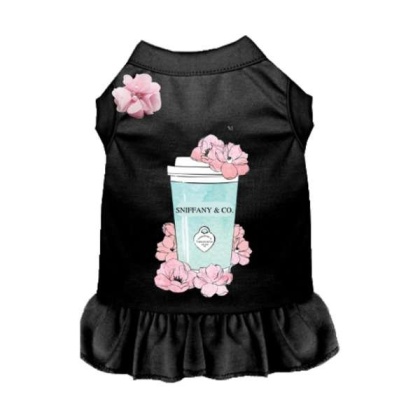 BLACK - Sniffany and Coffee Dog Dress - 2X Large