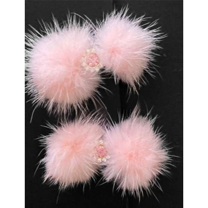 Baby Pink - Snowflake Pom Pom Hair Barrettes