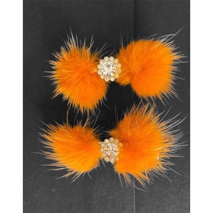 Orange - Snowflake Pom Pom Hair Barrettes