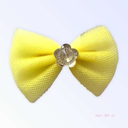 YELLOW - Tulle & Crystal Flower Barette