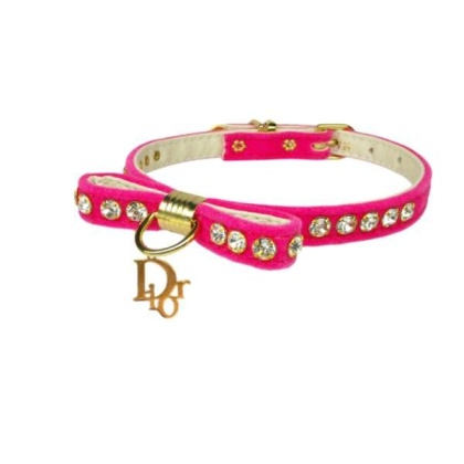 PINK - Velvet Dior Charm Collar - 10\