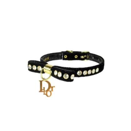 BLACK - Velvet Dior Charm Collar - 10\