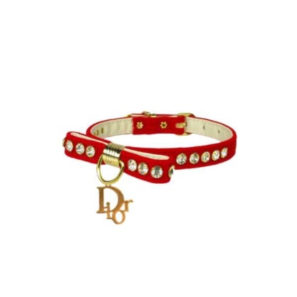 RED - Velvet Dior Charm Collar - 10\