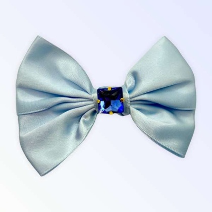 LIGHT BLUE - Glass Diamond Rhinestone Bow- Short