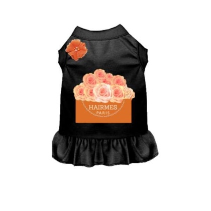 BLACK - Hairmes Flowers Dog Dress - 2X Large