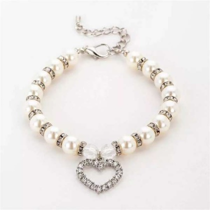 Heart and Pearl Necklace- White - Large